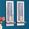 Aeveco Crystal Crush Diamond - Set di 2 candelabri a specchio, colore argento, decorazione da parete per soggiorno, sala da pranzo (stile 4)