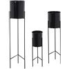 DRW Set di 3 vasi in metallo con gambe in nero 93 x 21 x 21 cm
