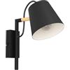 Eglo lampada da parete Lacey, luce da parete spot per interni, applique New Nordic, illuminazione da ingresso in legno e metallo in nero e crema, FSCM70HB, attacco lampadina E14