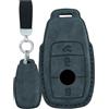 TECART Custodia per chiave auto in pelle scamosciata adatta per Mercedes Benz A C E S G classe GLC CLE CLA W177 W205 W213 W222 S63 AMG cover portachiavi accessori chiave 3 tasti Keyless A grigio