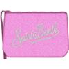 Saint Barth Pochette modello Aline logo davanti con strass rosa