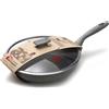 ACCADEMIA MUGNANO - Padella antiaderente con coperchio in vetro Regina di pietra Induction diametro 24 cm