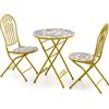 SALMAR Set Capri Tavolo+2 Sedie Piegh. Diam. 60 Cm H 93 Maioliche Ocra Salmar