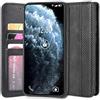 Sinyunron Cover Compatibile con Motorola One Macro Custodia in Pelle PU,Flip Caso Fibbia Magnetica Cellulare Case a Libro,Elegante Portafoglio Stile Business,Nero