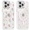 Xylota 2 Pezzi Cover Magnetica per iPhone 12 Pro Max 6,7, Compatibile con MagSafe, Trasparente Custodia con Aesthetic Disegno Fiori Ragazza, Silicone Morbido TPU Antiurto Antigraffio Case, 04