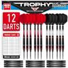 Harrows Trophy - Set di 65 freccette ad alte prestazioni, 12 freccette con punta in acciaio con impugnatura di alta qualità, con accessori completi: steli Supergrip, alette super resistenti, scheda di
