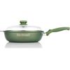 Risoli 28 cm - Dr.Green Stone Padella Alta Antiaderente In Alluminio Con Coperchio In Vetro