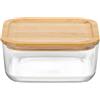 Bormioli Rocco 19x19 cm - Frigoverre Bamboo Contenitore Per Alimenti Quadrato In Vetro Con Tappo Bambù