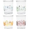 Zafferano 40 cl - 4 Stagioni Bicchiere Acqua Punti e Linee in Vetro Soffiato - Set 4 Pezzi