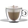 Bormioli Luigi 16.5 cl - Thermic Glass Tazza Cappuccino Doppia Parete Con Piattino In Acciaio - Set 2 Pz