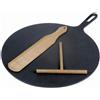Ilsa 32 cm - Crepiera Rotonda In Ghisa Con Spatola E Stendi Pasta in Legno