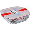 Pyrex Cook & Heat Contenitore Per Alimenti Quadrato In Vetro Borosilicato Con Coperchio con valvola a vapore
