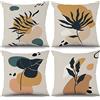 ASDCXZ Set di 4 federe per cuscino in stile boho, 40 x 40 cm, stile moderno, astratto, foglie d'arte, beige, per divano, cuscino decorativo, lavabile, in poliestere, lino, per esterni