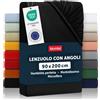 Blumtal lenzuolo con angoli Singolo: 90x200x30cm - Pacco da 1 - lenzuolo Singolo con angoli in microfibra - certificato Oekotex in Nero
