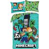 Halantex MINECRAFT Set di biancheria da letto STEVE ALEX CREEPER PANDA - Copripiumino Reversibile 140 x 200 cm + UNA Federa 70x90cm - 100% Poliestere Ottima Qualita' - Multicolore