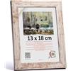 3-B cornice Portafoto HIT - Bianco Rustico (Bianco Invecchiato Otticamente con Venature del Legno Visibili) - 13 x 18 cm - Cornice in Legno