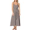 Goldenpoint Donna Copricostume Estivo Seashell - Abito Lungo Smanicato con Spalline Sottili e Fascia in Vita in Viscosa Fantasia Geometrica Bicolor Taglia L Colore Marrone e Avorio