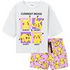 Pokémon Pigiama Bambina Pikachu Pigiama 5-14 Anni Pigiama Bimba Estivo con Maniche Corte e Pantaloncini Pigiama Corto Bambina in Cotone Gadget Idea Regalo Ufficiale (Grigio/Rosa, 13-14 Anni)