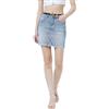 JOPHY & CO. Minigonna di Jeans con Orlo Sfrangiato, Vita Alta, Lavaggio Chiaro cod.B1046 (IT, Testo, S, Regular, Regular, Blu)
