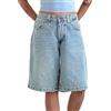 FYHTC Bermuda Jorts Baggy Jeans Shorts - Pantaloncini in Denim Larghi e Larghi, Lunghezza al Ginocchio con Tasche(Blue,Large)