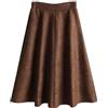 TATBUL Gonne A Ruota,Gonna Da Donna In Finta Pelle Scamosciata Marrone Vita Alta Vintage Gonna A Pieghe Classica A-Line Gonna Midi Ombrello Elegante Lunghezza Al Ginocchio Gonne Lunghe Per Ragazze Signore,