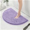 Mateju Tappetino da Bagno Antiscivolo Assorbente, Semicerchio Tappetini Bagno in Microfibra Ciniglia Tappeto Bagno Lavabile Tappetino Bagno Morbido (50 * 80CM,Viola)