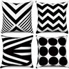 Hnmdmyi Copricuscino nero 40x40 set di 4, moderno astratto modello geometrico decorativo cuscino copre lino quadrato cuscino caso per divano letto giardino all'aperto Home Decor