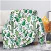 SEANATIVE Coperta in flanella per autunno inverno primavera tutte le stagioni Calda Fuzzy Micropeluche leggera stampa cactus coperta bianca - M