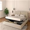 Baldiflex Letto Matrimoniale con Contenitore Modello Licia in Tessuto, Rete a Doghe, per Materassi Matrimoniali 180x200 cm, Testiera Finemente Imbottita, Colore Beige