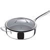 MasterPRO ARGENT 3 - Casseruola a 3 strati con coperchio 4,7L - Acciaio inox - Rivestimento ceramico ILAG - PFAS, PFOA, PTFE FREE - 3 strati - Sicura per induzione e forno