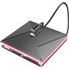 BHHB External CD Drive for Mac with RGB, DVD Player for Laptop, USB 3.0 USB C CD Burner External Disk Drive, DVD Reader Writer ROM Drive Compatible with Laptop Desktop Mac,Windows 11/10/8/7 Linux