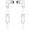 Hama Cavo antenna TV angolato 90 (cavo TV coassiale maschio - coassiale femmina, 95 db, 5 m, placcato oro, collegamento di un televisore a una presa a muro o a un decoder), bianco