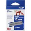 Brother TZER931 Nastro in tessuto TZE sfondo argento e scritta nera da 12MM x 4m di lunghezza