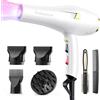 Dekuri Phon Capelli Asciugacapelli Professionale 2000W con Tecnologia Ionica, Asciugatura Rapida e Delicata, Ideale per Ricci e Lisci, con Diffusore, Ugelli Styling e Pettine, Bianco