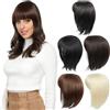 PARXITN Topper per capelli sintetici da donna, 30 cm, con frangia, capelli dritti, per capelli sottili, nero-marrone