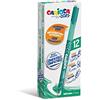 Carioca Oops Penne Verdi | Set Penne Cancellabili Ricaricabili per Scuola e Ufficio con Cappuccio, Doppia Gomma e Impugnatura Ergonomica, Penne Verdi, 12 Pezzi