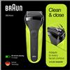 Braun Series 3 300 Rasoio Elettrico Barba, Nero/Verde Elettrico