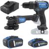 Hyundai Kit trapano a percussione e smerigliatrice angolare a batteria hyundai 2 batterie 20v 2ah/4ah e caricabatterie - cod. 25851
