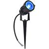 CLICLED Faretto da Giardino con Picchetto 5w Nero Luce Blu Orientabile per Esterno con Cavo