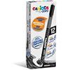 Carioca Oops Penne Nere | Set Penne Cancellabili Ricaricabili per Scuola e Ufficio con Cappuccio, Doppia Gomma e Impugnatura Ergonomica, Penne Nere, 12 Pezzi