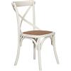 Biscottini Sedie sala da pranzo legno massello 87x43x46 cm - Sedia legno bianca - Sedia cucina e soggiorno in rattan - Sedie in legno da esterno e interno Cross