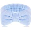 WLLHYF Fascia per capelli da donna per lavaggio del viso, fascia per capelli con fiocco, per lavare il viso, doccia, cura della pelle, morbida flanella per trucco (blu)