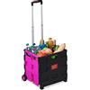 Relaxdays Carrello Portaspesa Pieghevole,Manico Telescopico,2 Ruote Gomma,fino a 35 kg,Trolley Spesa, Alluminio, Rosa