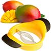 Relaxdays Taglia Mango a Cubetti, Affetta & Rimuove il Nocciolo, Manici Antiscivolo, Lama in Acciaio Inox, Nero-Giallo