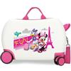 Disney Joumma Minnie Party Valigia da cabina bianca Valigia per bambini, rigida ABS, chiusura a combinazione laterale, 28,4 l, 2 kg, 4 ruote doppie bagaglio a mano, Parigi, Valigia per bambini
