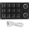 SUCIE Tastiera Macro Programmabile con Una Sola Mano, Mini Tastiera da Gioco RGB a 12 Tasti con 2 Manopole, Tastierino Multifunzione Multifunzione Fai-da-te Tasti Macro PBT Keycaps per PC Computer(Nero)