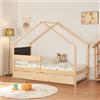[en.casa] Letto Doppio per Cameretta Casetta Bambini con Secondo Letto Estraibile - 90 x 200 cm - Struttura in Legno di Pino Naturale