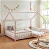 [en.casa] Letto per Cameretta a Forma di Casetta con Sbarre Letto Piazza e Mezza per Bambini Struttura in Legno di Pino 120 x 200 cm Rosa