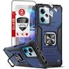 LeYi Cover per Xiaomi Poco X5 Pro/Redmi Note 12 Pro 5G con Vetro Temperato [2 Pezzi] e Protezione Fotocamera, Custodia Antiurto 360° Anello Supporto TPU Bumper Armour Resistente Protettiva Case Blu