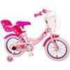 volare Bambina, Bicicletta 14 Pollici con Cestino e portabambola, Licenza Paw Patrol Girl, Rosa e Bianca, Media